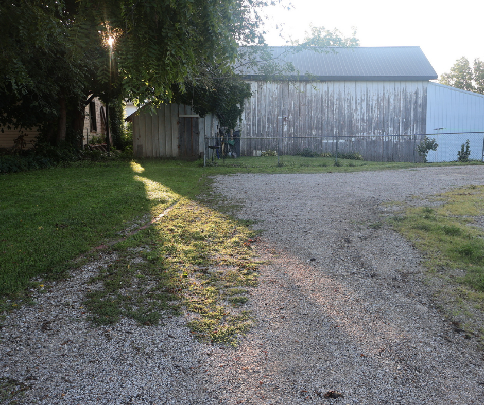 Before concrete driveway and pad installation in North Liberty, Iowa