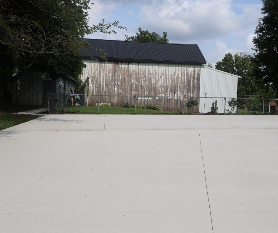 After concrete driveway and pad installation in North Liberty, Iowa